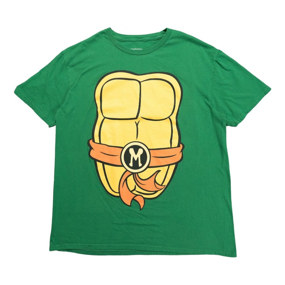 Nickelodeon TMNT Short Sleeve Tshirt Mens Size Large Green Michelangelo Cartoon